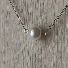 NO347　ホワイトパールネックレス・45cm