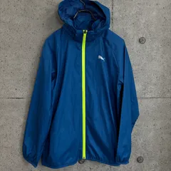 【USED】 古着 プーマ PUMA ウインドブレーカー 薄手 軽量 ジャケット 671901 17 ジュニア ACTIVE SPORTS フード付き 取り外し可能 160cm  ナイロンジャケット ブレーカージャケット 子供 スポーツウェア