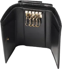 キーケース メンズ 本革 イタリアンレザー 財布 一体型 カードキーケース カードケース 小銭入れ (ブラック)