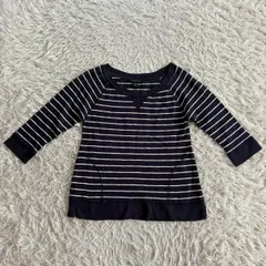 Banana Republic  ボーダーニットトップス ラグランスリーブ 七分袖 コットン100% サマーニット