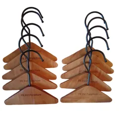 新品　小型犬 中型犬 ミニ 滑らない 犬猫兼用 ディスプレイ 木製 ドール用 りぼん ハート型 (三角ブラウン10本セット ペット用ハンガー glamour] 13㎝) [Lady