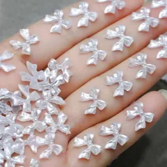 りぼん　ネイル　パーツ クリア パール ホワイト リボン アート 韓国 デコ ｙ２ｋ 量産型　クリスマス