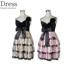 ドレス 結婚式 パーティドレス ワンピース コサージュ 91014 ベージュ ピンク 38 9号 パーティ 謝恩会 披露宴 フォーマル レディース  膝丈 きれいめ