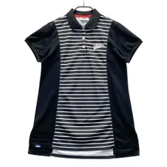 サイズ：M FILA GOLF フィラゴルフ ML5JL665F 半袖ポロシャツ チュニック丈 ボーダー柄 ブラック系 [240101545969] ゴルフウェア レディース ストスト