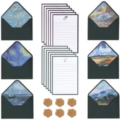 新品 レターセット おしゃれ 大人 手紙 封筒 便箋 シンプル 挨拶状 お礼 シール 大量 メッセージカード 感謝 ギフトカード 結婚式 誕生日 記念日 母の日 (グリーン)