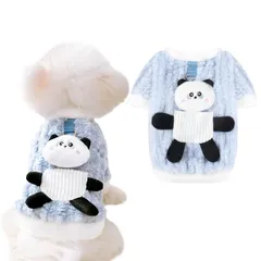 新品 AmzBarley 犬服 秋冬 コート ジャケット Dカン付き 可愛い パンダ飾り 犬 服 秋冬 裏起毛 柔らかい 暖かい 犬の服 秋 冬 長袖 ラウンドネック 前開き 前ボタン 着脱簡単 犬 服 コート 子犬 中小型犬 猫 ドッグウェア 秋 冬 防寒