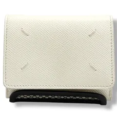 メゾンマルジェラ　3つ折り財布　コンパクトウォレット　ホワイト系　レザー　de8