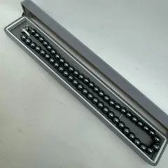 K【箱付き】約８㎜ ブラック パール ネックレス 真珠 上品 冠婚葬祭