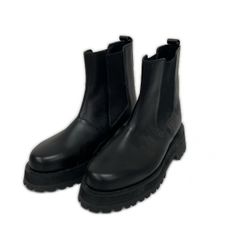 新品ZARA 41 26.5㎝サイドゴア チャンキーチェルシーブーツレザー