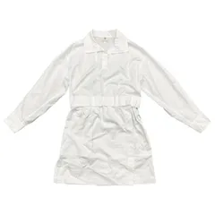 ☆E4740 エルメス シャツワンピース ポロショートドレス H5H0544DV9034 34サイズ コットン カレーシュ刺繍 マザーオブパールボタン ホワイト HERMES