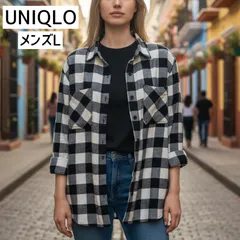 【UNIQLO】チェック柄シャツ☆メンズL☆コットン100%のおしゃれなシャツ☆
