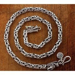 キングチェーン ネックレス 70cm 6mm 94g タイシルバー編み込みメンズ