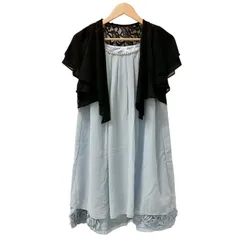 【結婚式】LAISSE PASSE ノースリーブワンピース ブルー 水色 パール【二次会】ボレロ ブラック レース Lサイズ