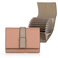 LASIEM(ラシエム) 【選べる12色×バイカラー】 カードケース カード入れ レディース スキミング防止 じゃばら 大容量 本革 コンパクト クレジットカードケース ピンク 桃色