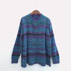 ウール混 ストライプカーディガン 日本 ヴィンテージ