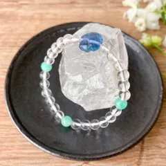 【フローライトの癒しブレスレット】　16センチ　フローライト　アマゾナイト　水晶　アクセサリー　神社巡り　スピリチュアル　天然石　パワーストーン