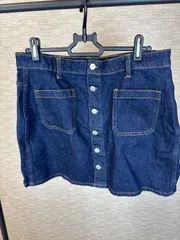 GAP デニムスカート 12サイズ 前ボタン ポケット付き 濃紺 カジュアル レディース