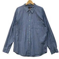 RALPH LAUREN ラルフローレン ストライプ 長袖 シャツ ボタンダウン オーバーサイズ ビッグシルエット ホンコン製 XLサイズ ライトブルー