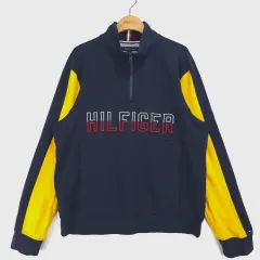 トミーヒルフィガー Tommy Hilfiger バイカラー ハーフジップアップ スウェット L