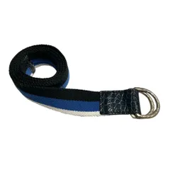 MADE IN FRANCE製 AMBOISE アリゲーターレザー ダブルリングベルト ブラック×ブルー×ホワイト W85サイズ