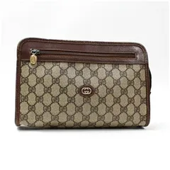 グッチ セカンドバッグ クラッチバッグ PVC レザー ベージュ ブラウン