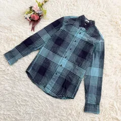 『J.Crew』ジェイクルー　チェックシャツ　綿　前開き　襟付き　カフスボタン付き　ラウンド裾　コットン　長袖　ボタンダウン　青(XS)