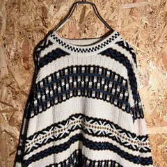 90s VAN HEUSENヴァンヒューゼン立体総柄コットンニットXL相当