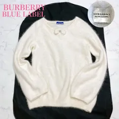 美品 BURBERRY BLUE LABEL  バーバリーブルーレーベル  ふんわりアンゴラニット  セーター  飾りリボン 38 M
