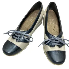 【美品】ヴィタノーヴァ (23.5) パンプス スニーカー ウェッジソール 切り返し バイカラー 本革 レザー 希少デザイン