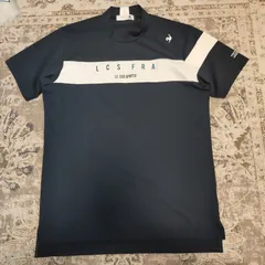 ルコックスポルティフ　le coq sporti　GOLF　ゴルフ　モックネック　Tシャツ　半袖　カットソー　トップス　メンズ　Mサイズ　ブラック　BLACK　中古　古着