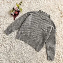 フォロワー限定お得なクーポン配布中！ 『Te chichi』テチチ　ハイネックリブニットセーター　毛　リブ袖　裾リブ　モックネック　リブライン切り替え　ミドル丈　長袖　グレー(F)
