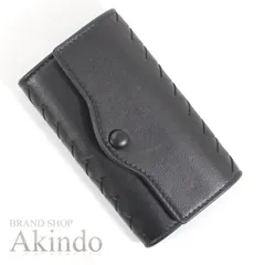 BOTTEGA VENETA ボッテガヴェネタ 6連 キーケース イントレチャートxカーフ 黒 レザー メンズ レディース おしゃれ 鍵入れ ホック式 スマート プレゼント ブランド