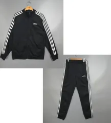 メンズ adidas アディダス ブラック 3本ライン トラックスーツ セット XL