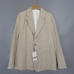 (未使用新品) メンズ ZARA リネン ブレンド テーラード ジャケット M