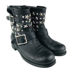 福*丸様 ツモリチサト スカル×スター レザーウエスタンブーツ 黒 23.5