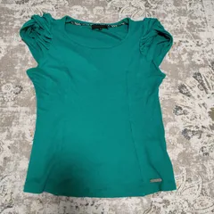 バーバリー　ブラックレーベル BURBERRY BLACK LABEL　トップス　ノースリーブ　コットン　レーヨン　ニット　38サイズ　レディース　グリーン　GREEN　中古　古着