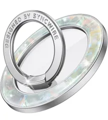 ★Syncwire MagSafe用マグネット式電話グリップ、カラフルなシェルマグネット式電話リングホルダー、360°回転フローティング効果携帯電話リングスタンドMagSafeリング、iPhone 15 Pro Max 14 13 &All-パール光沢