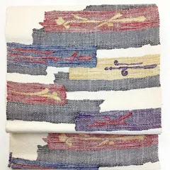 ［5784］名古屋帯 幾何学模様 紬地 八寸 正絹 着物