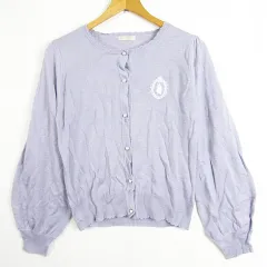 アクシーズファム axes femme ニット カーディガン 長袖 M パープル 刺繍 ウサギ kz11625