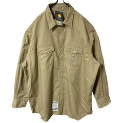 ベージュ カーハート 2XL ワーク オーバーサイズ シャツ メンズ 古着 長袖