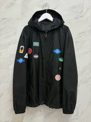 PRADA プラダ Nylon Jacket ナイロン ジャケット フード付 ワッペン ロゴ アウター 黒 ブラック Sサイズ ほぼ未使用 タグ付き