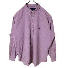 ボタンダウン チェック ラルフローレン 3XL ピンク シャツ メンズ 古着長袖
