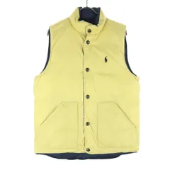 美品 Polo by Ralph Lauren ポロバイラルフローレン リバーシブル ダウンベスト S イエロー ネイビー メンズ 古着