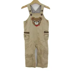 ミキハウス オーバーオール パンツ アニマル柄 日本製 ベビー 男の子用 90サイズ ベージュ MIKIHOUSE 【中古】