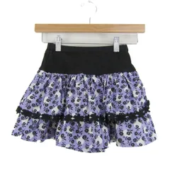 アナスイミニ ショートパンツ ボトムス キュロット フリル 花柄 キッズ 女の子用 130サイズ 黒×紫 ANNA SUI mini 【中古】