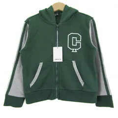 コムサイズム パーカー トップス ジップアップ スウェット 未使用品 キッズ 男の子用 120Aサイズ グリーン×グレー COMME CA ISM