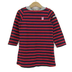 ミキハウス ワンピース トップス 長袖 ボーダー柄 ホットビスケッツ 未使用品 キッズ 女の子用 100サイズ 赤×紺 MIKIHOUSE