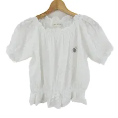 ポンポネット ギャザーブラウス シャツ トップス 半袖 レース キッズ 女の子用 M(150)サイズ ホワイト pom ponette 【中古】