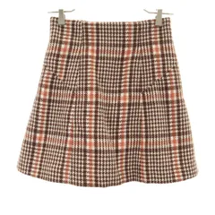美品 SNIDEL スナイデル チェック柄 ミニ丈 ツイード フレア スカートパンツ 0 ブラウン系 レディース 古着
