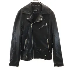 美品 ZARA ザラ フェイクレザー ダブルライダースジャケット M ブラック メンズ 古着